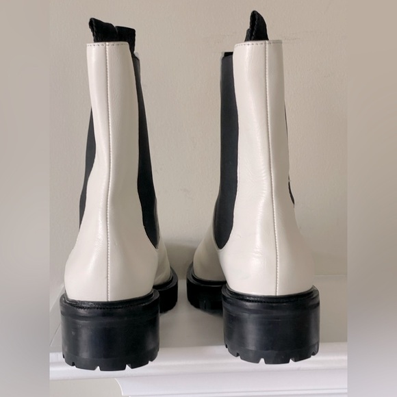 PAIGE Women’s Briana Lug Sole Leather Chelsea White Slip on Ankle Boots Size 8.5 - Picture 7 of 10